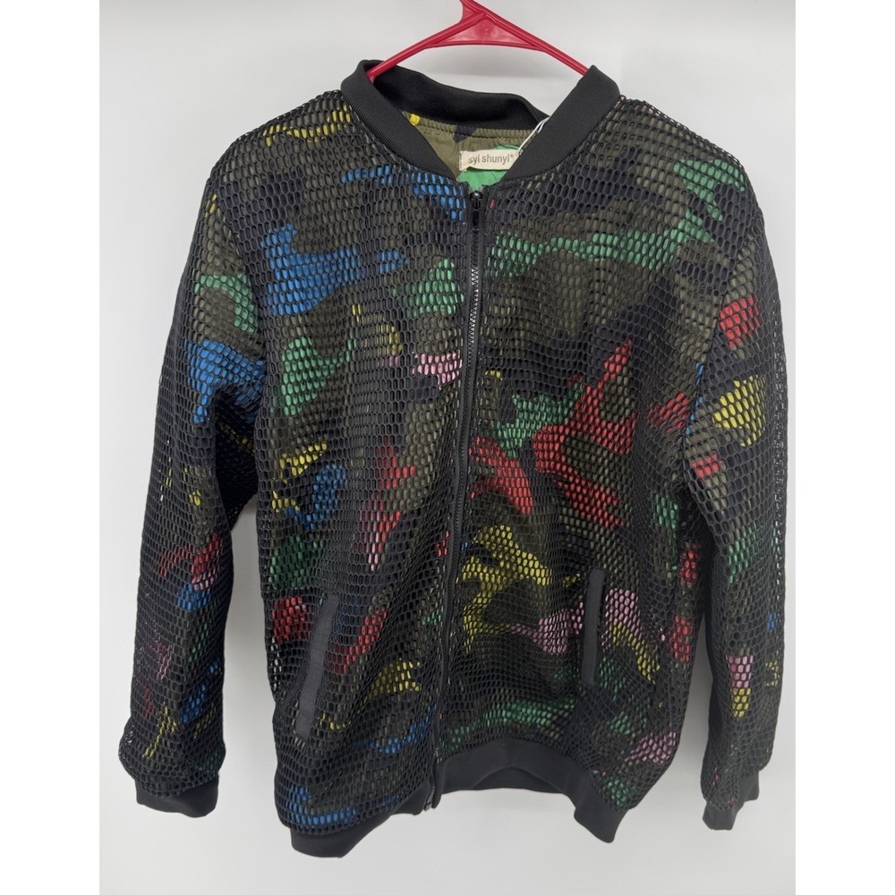 Syi Shunyi Women's 3XL Camo Mesh Bomber Jacket Multicolor Zip Streetwear NWT